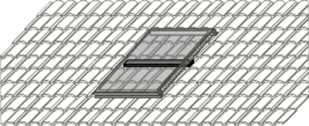 Dachkonstruktion mit Schneelaster für die Montage eines Kollektors. Aus Aluminium, geeignet für Falz-Ziegel, dargestellt in Hochformat. Produkt von Wolf.
